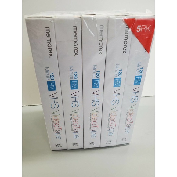 Memorex VHS Video Tapes Pack of 5 Blank T-120 120 Min RV VCR New in Pkg - Picture 1 of 5